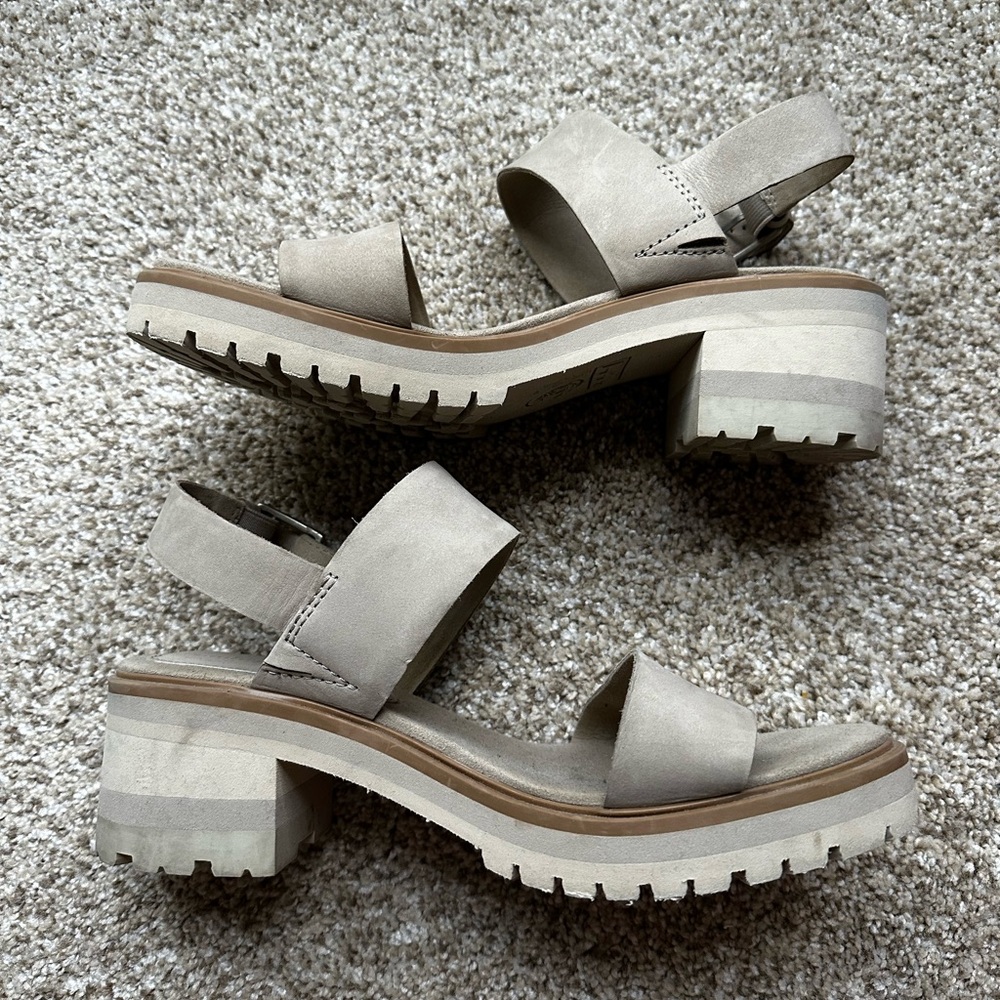 Timberland Neutral Lug Sole Block Heel Sandals - Women